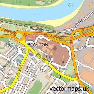 Street map sample of Blaydon on Tyne, Tyne & Wear