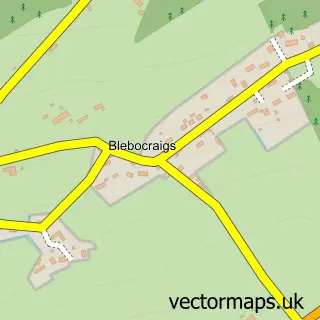 Street map sample of Blebo Craigs, Fife
