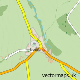Street map sample of Bleddfa, Powys