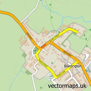 Street map sample of Bledington, Gloucestershire