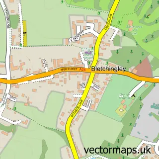 Street map sample of Bletchingley, Surrey
