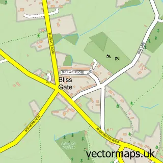 Street map sample of Bliss Gate, Worcestershire