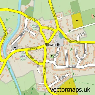 Street map sample of Blisworth, Northamptonshire