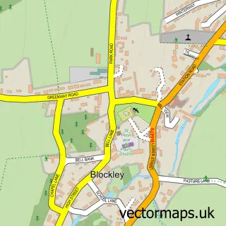 Street map sample of Blockley, Gloucestershire