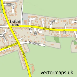 Street map sample of Blofield Heath, Norfolk