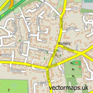 Street map sample of Blofield, Norfolk