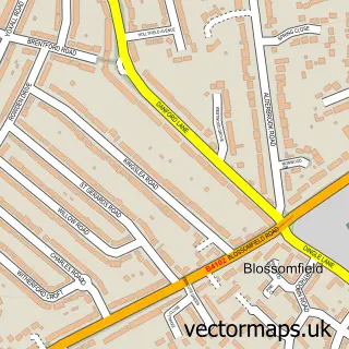 Street map sample of Blossomfield, West Midlands