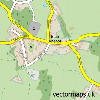 Street map sample of Blue Anchor, West Glamorgan