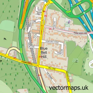 Street map sample of Bluebell Hill, Kent