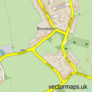Street map sample of Blundeston, Suffolk
