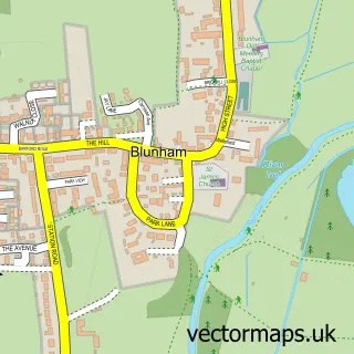 Street map sample of Blunham, Bedfordshire