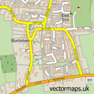 Street map sample of Bluntisham, Cambridgeshire