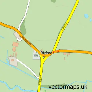 Street map sample of Blyford, Suffolk