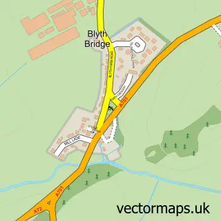Street map sample of Blyth Bridge, Tweeddale