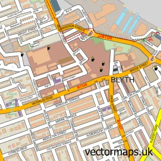 Street map sample of Blyth, Northumberland