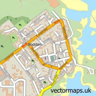 Street map sample of Boddam, Aberdeenshire