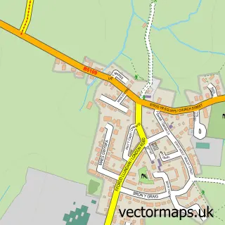 Street map sample of Bodedern, Gwynedd