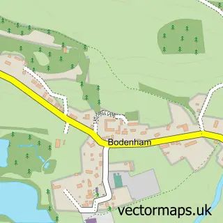Street map sample of Bodenham, Herefordshire