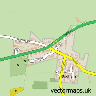 Street map sample of Bodham, Norfolk