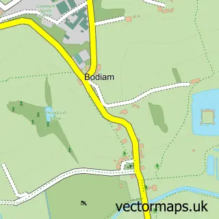 Street map sample of Bodiam, East Sussex