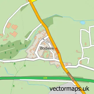 Street map sample of Bodieve, Cornwall