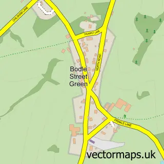 Street map sample of Bodle Street Green, East Sussex