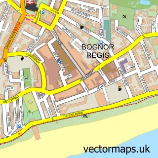 Street map sample of Bognor Regis, West Sussex