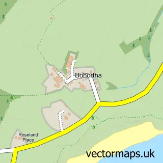 Street map sample of Bohortha, Cornwall