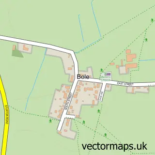 Street map sample of Bole, Nottinghamshire