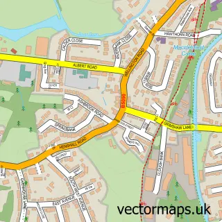 Street map sample of Bollington, Cheshire