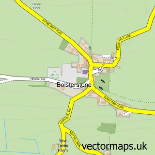 Street map sample of Bolsterstone, South Yorkshire