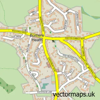 Street map sample of Bomere Heath, Shropshire