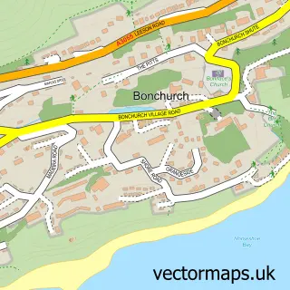 Street map sample of Bonchurch, Isle of Wight