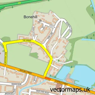 Street map sample of Bonehill, Staffordshire