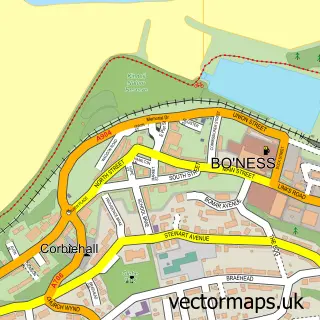 Street map sample of Bo'ness, Stirling and Falkirk