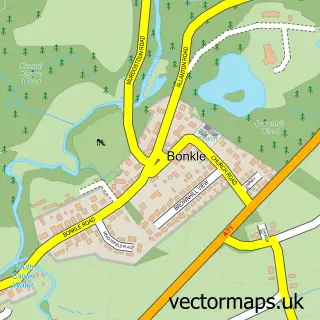 Street map sample of Bonkle, Lanarkshire