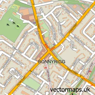 Street map sample of Bonnyrigg, Midlothian