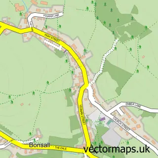 Street map sample of Bonsall, Derbyshire