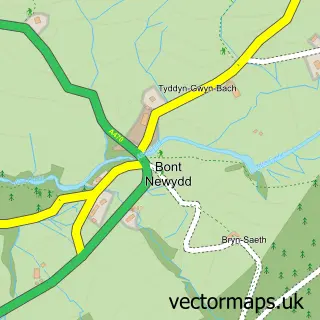 Street map sample of Bont Newydd, Gwynedd