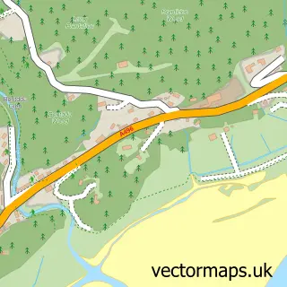 Street map sample of Bontddu, Gwynedd