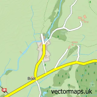 Street map sample of Boot, Cumbria