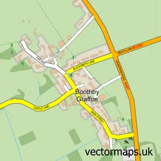 Street map sample of Boothby Graffoe, Lincolnshire