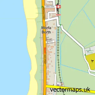 Street map sample of Borth, Dyfed