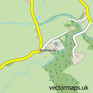 Street map sample of Borthwick, Midlothian