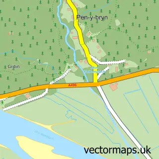 Street map sample of Borthwnog, Gwynedd