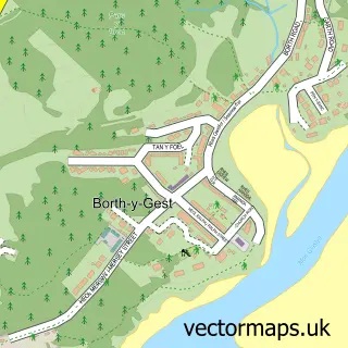 Street map sample of Borth-y-Gêst, Gwynedd
