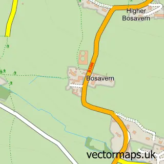 Street map sample of Bosavern, Cornwall