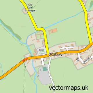 Street map sample of Bosbury, Herefordshire
