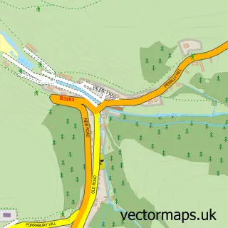 Street map sample of Boscastle, Cornwall