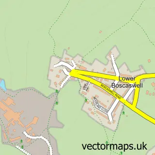Street map sample of Boscaswell, Cornwall